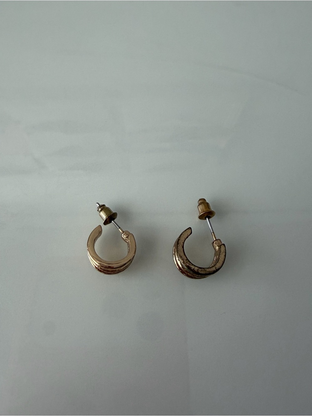 Gold Crescent Hoop Stud Earrings